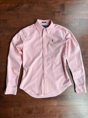 Polo Ralph Lauren Pink Oxford Button Down Collar Shirt Size 0